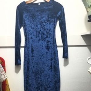 Blue Velvet Long Sleeve Dress Medium
